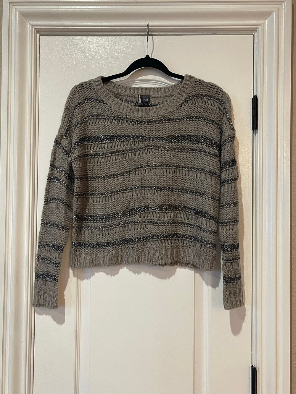 Sparkle & Fade crochet metallic brown sweater Small